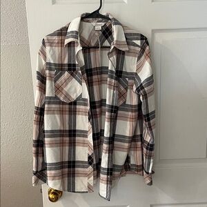 Sonoma Checkered Button Down Shirt - Black, White, Tan